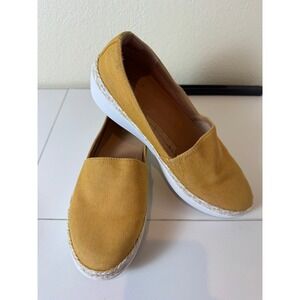 FitFlop Casa Espadrille Loafers Women Size 8 Mustard Yellow Slip On Boho Coastal